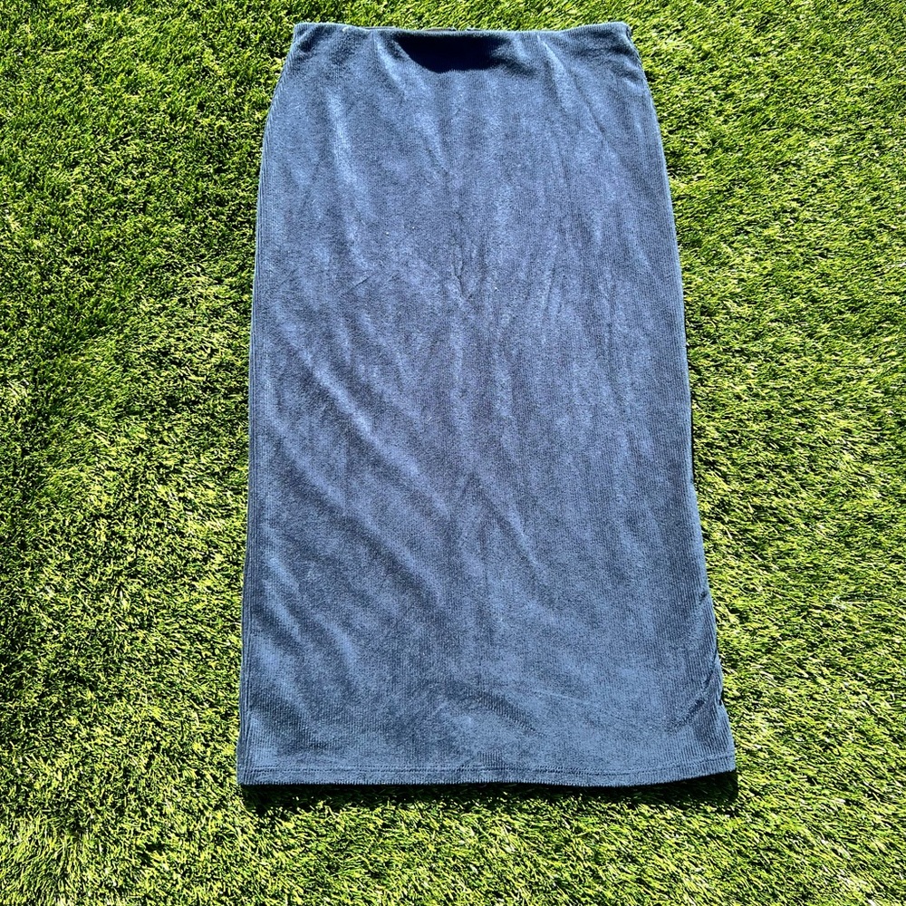 Velour ribbed pencil skirt